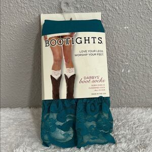 Bootights Boot Socks Knee-high Lacie Lace with Attached Ankle Sock in Turquoise